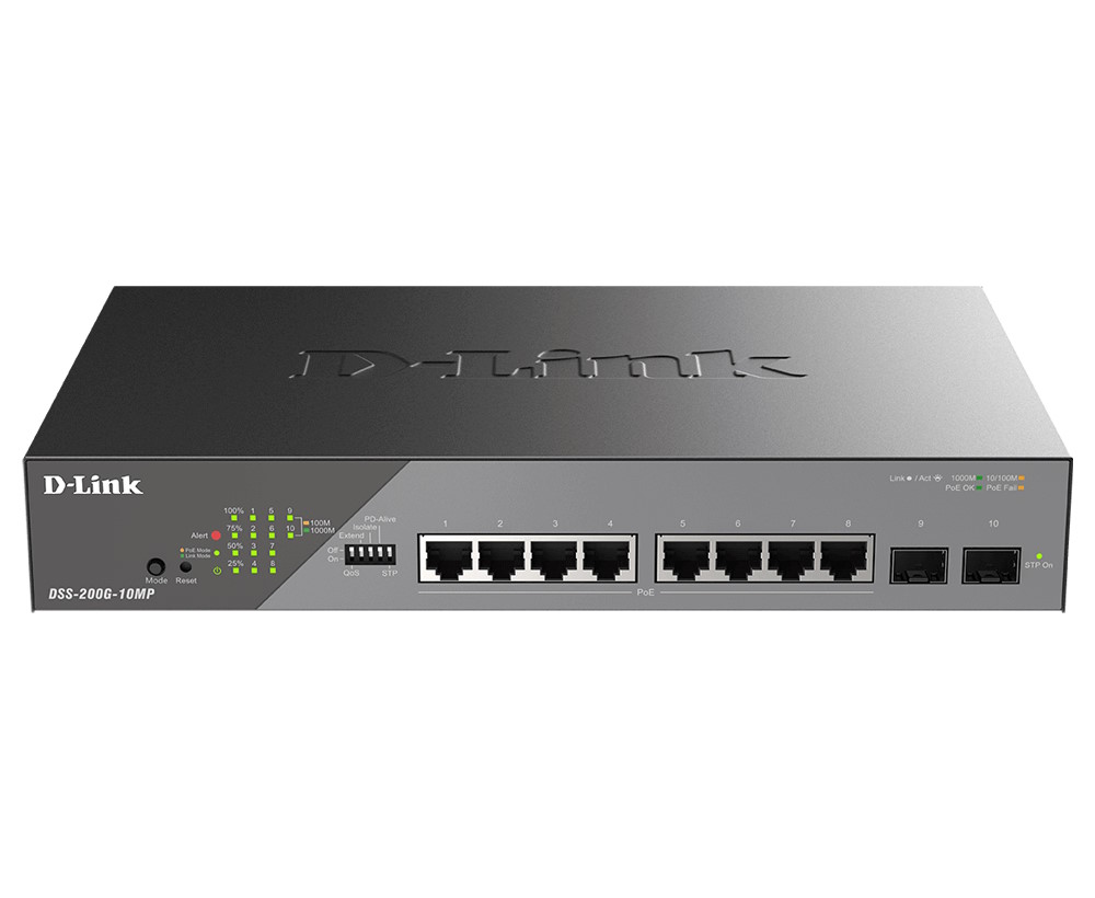 D-LINK SWITCH 8 PORTE 10/100/1000 POE GIGABIT ETHERNET SURVEILLANCE